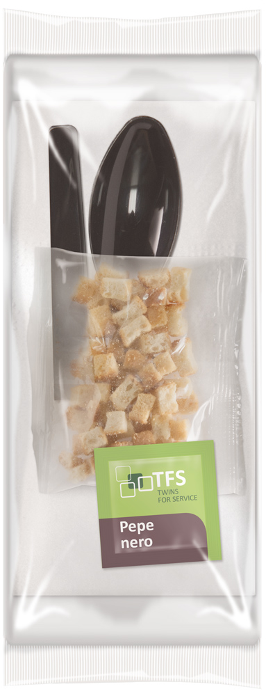 TFS - Kit tovagliolo crostini cucchiaio nero pepe